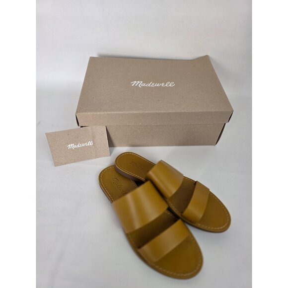 Madewell The Boardwalk Double-Strap Slide Sandal Size 6 Womens Tan Leather Golde - Picture 1 of 13
